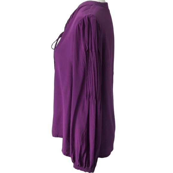 Nieves Lavi New York 100% Silk Blouse Plum Purple Size Large - Picture 2 of 11